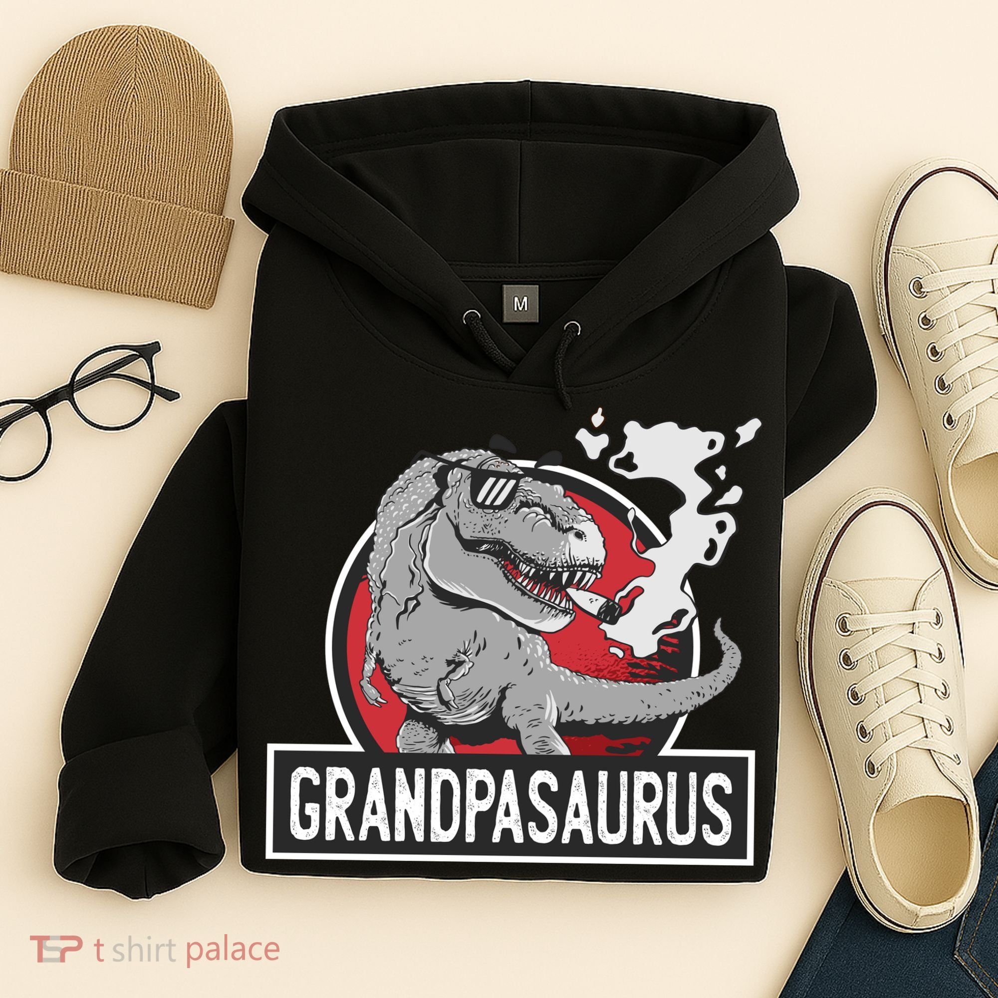 Grandpasaurus Smoking Grandpa Trex Funny Hoodie