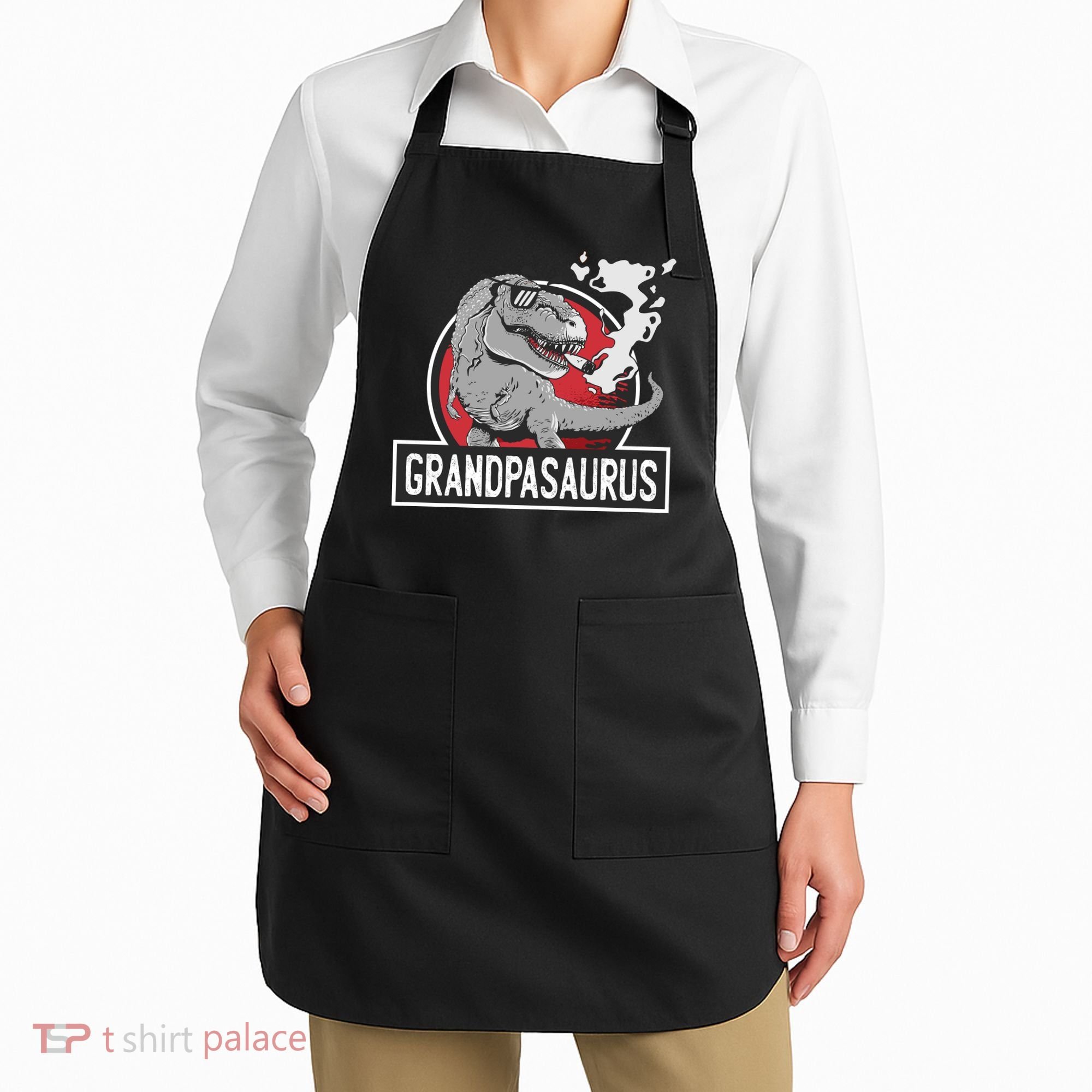 Grandpasaurus Smoking Grandpa Trex Funny Apron