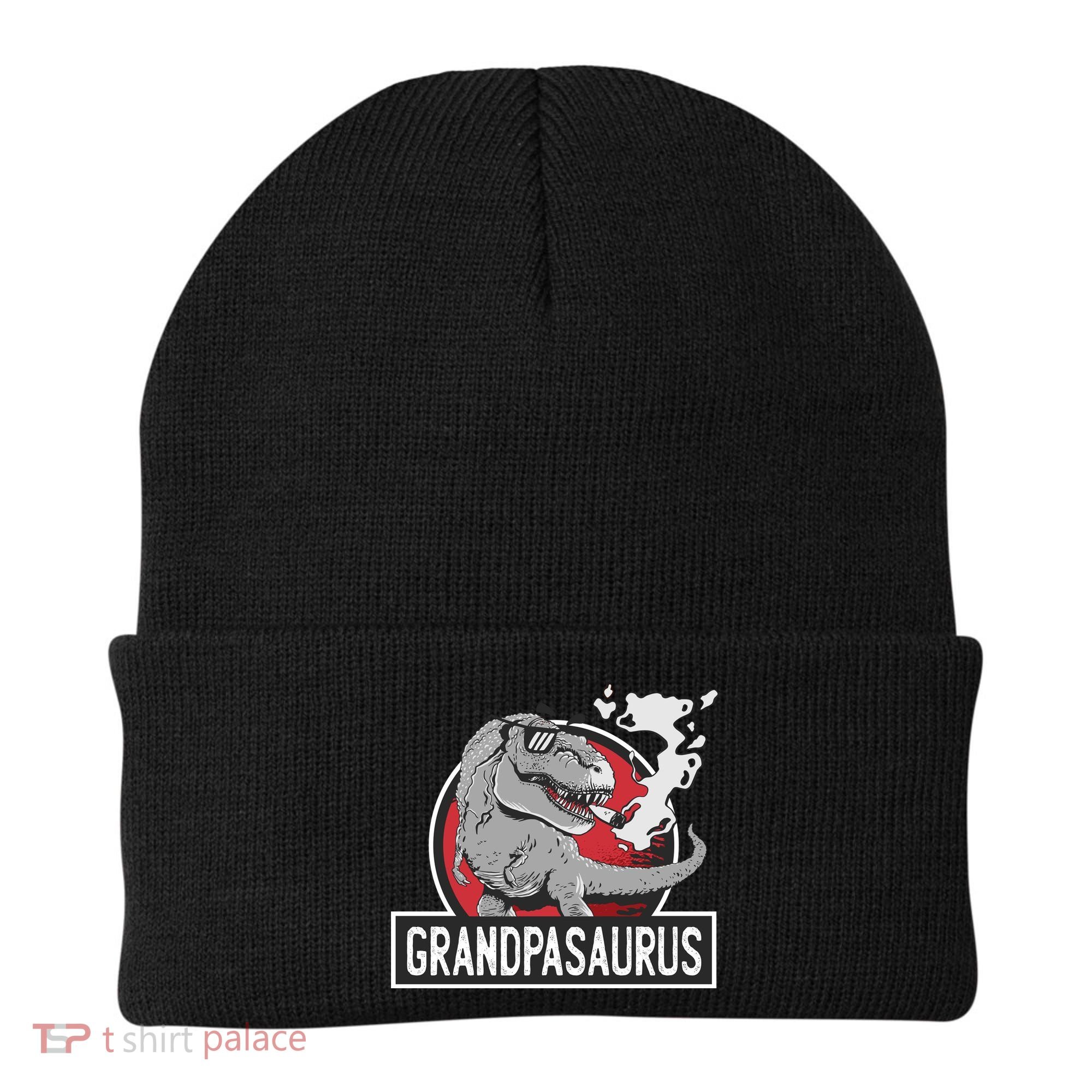 Grandpasaurus Smoking Grandpa Trex Funny Beanie