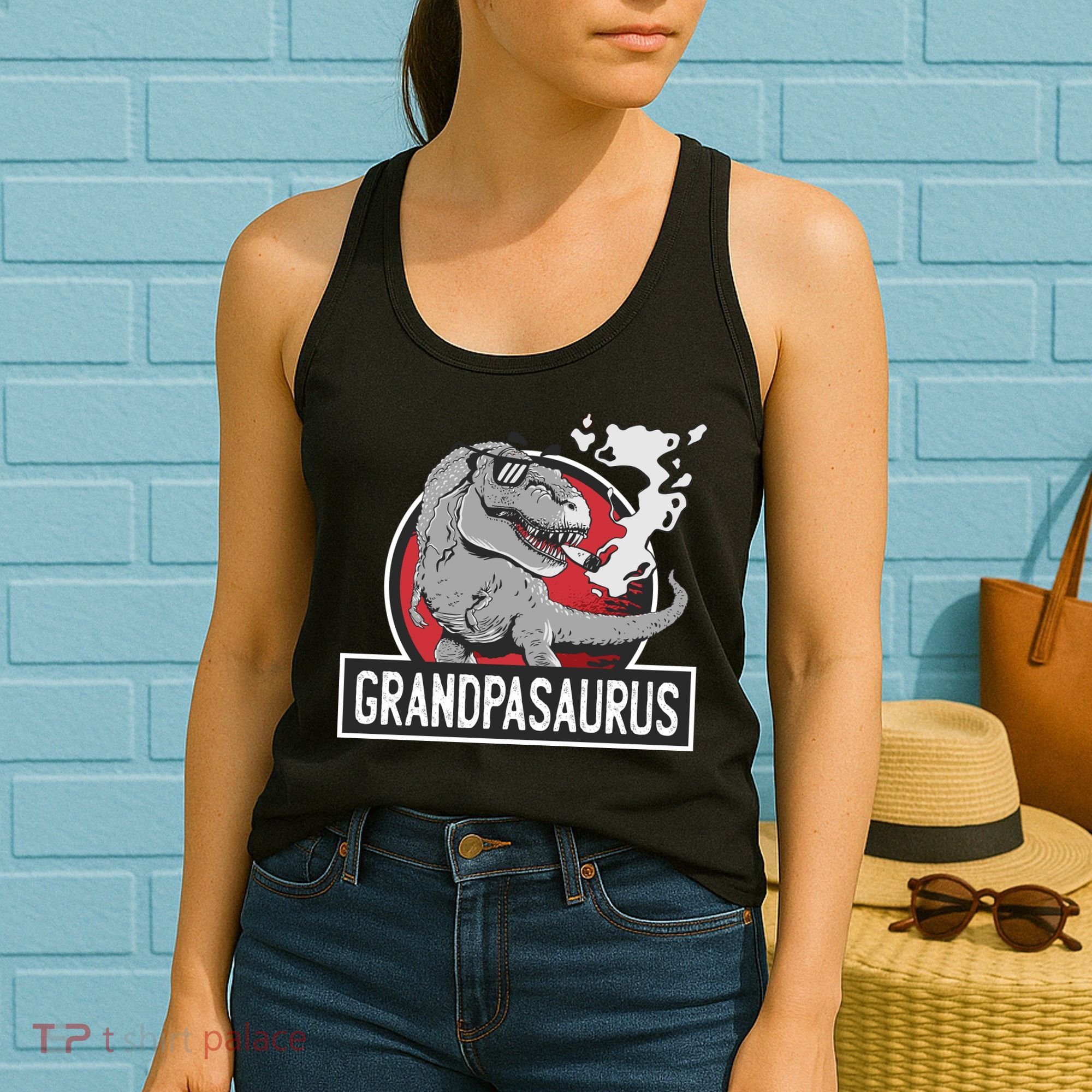 Grandpasaurus Smoking Grandpa Trex Funny Women's Tank Top