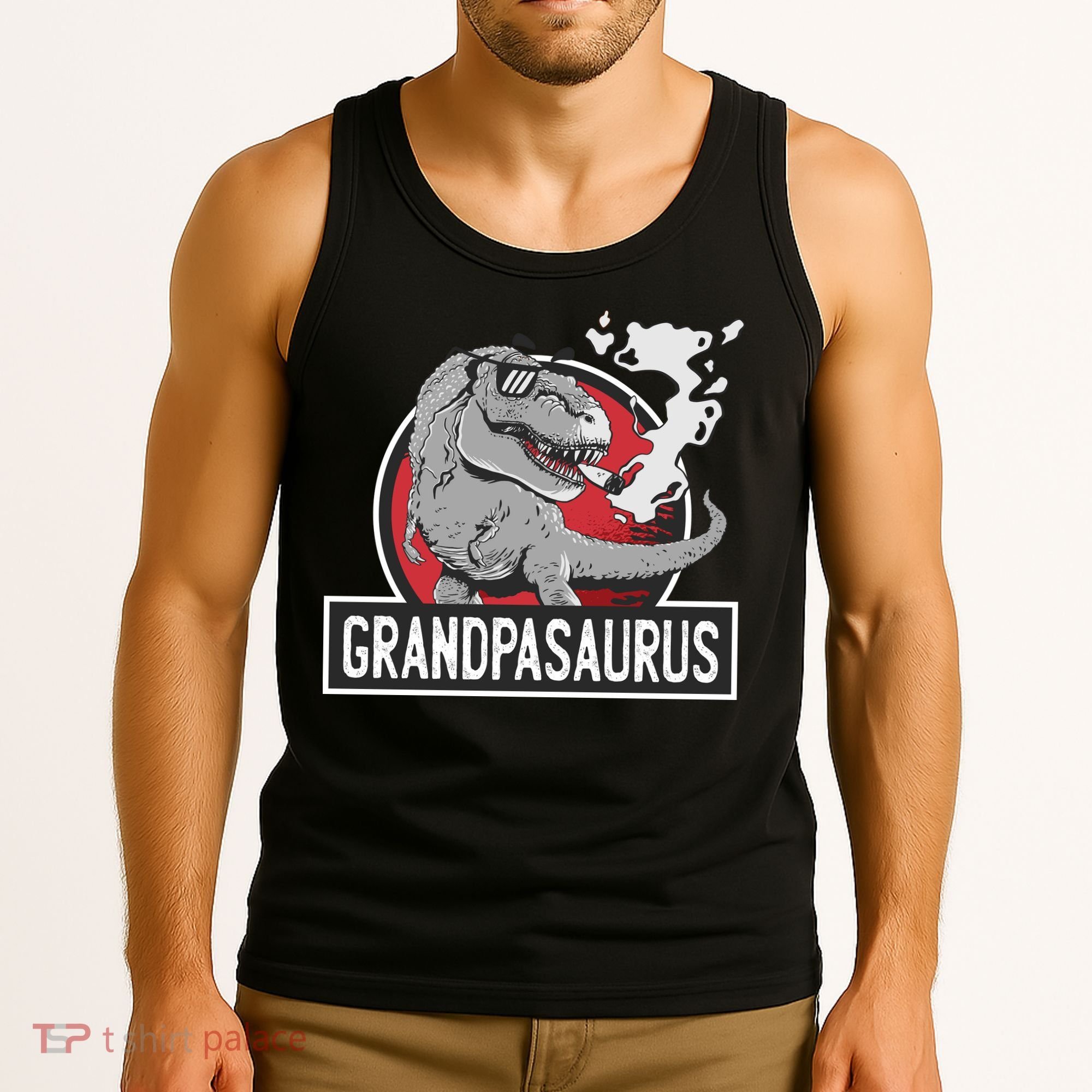 Grandpasaurus Smoking Grandpa Trex Funny Tank Top