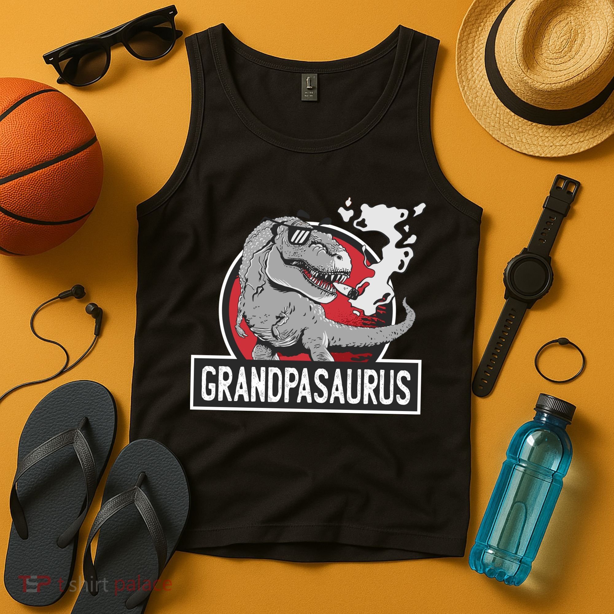 Grandpasaurus Smoking Grandpa Trex Funny Tank Top