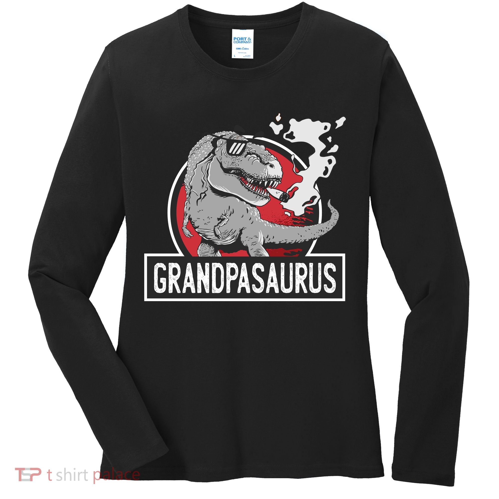 Grandpasaurus Smoking Grandpa Trex Funny Women's Long Sleeve Shirt