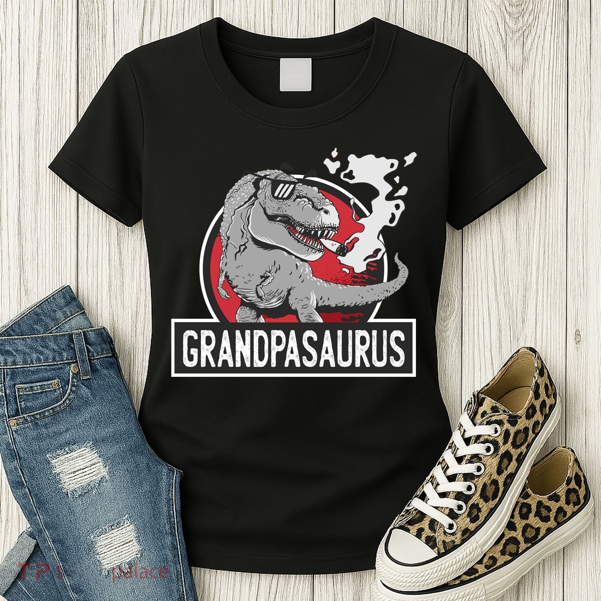 Grandpasaurus Smoking Grandpa Trex Funny Women's T-Shirt
