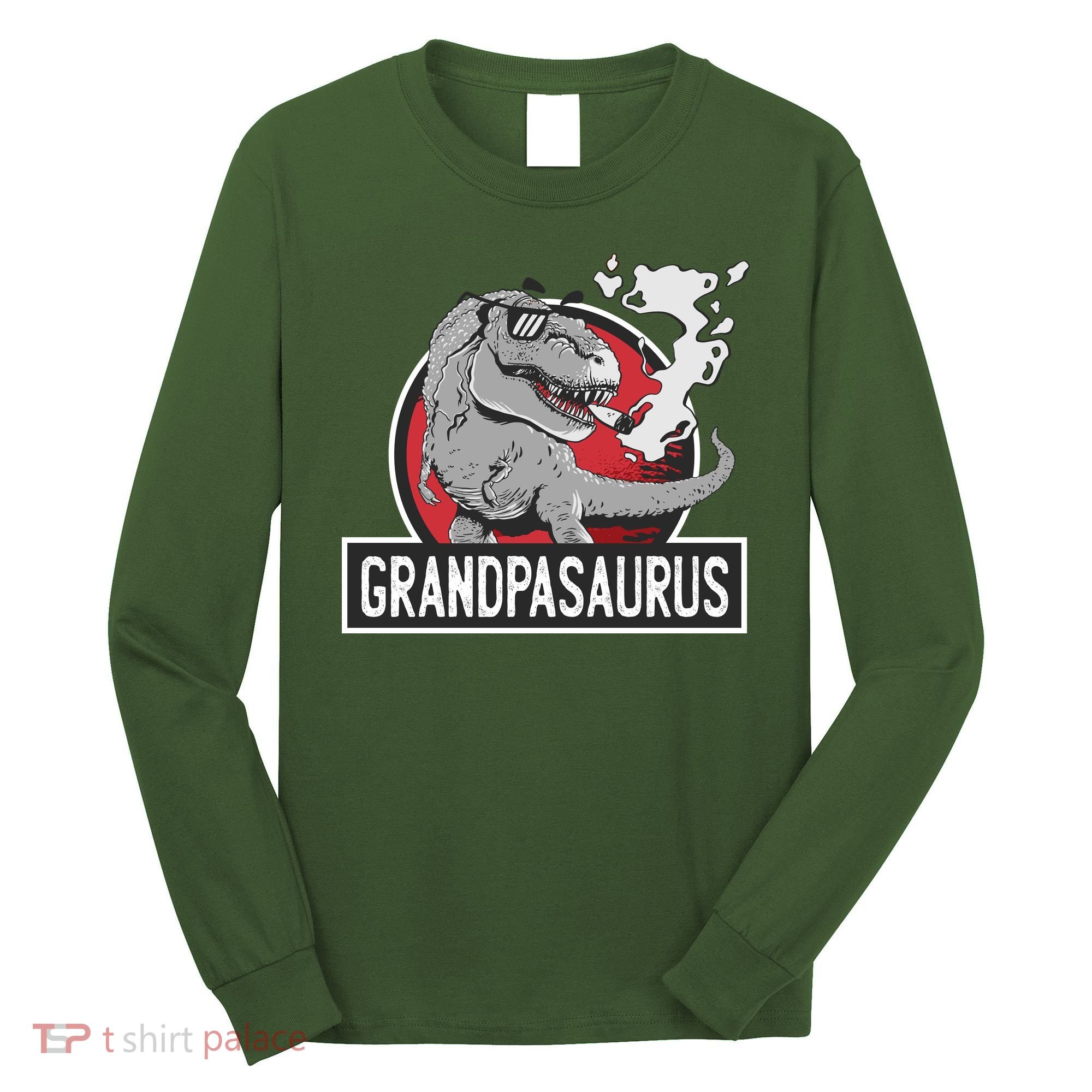 Grandpasaurus Smoking Grandpa Trex Funny Long Sleeve Shirt