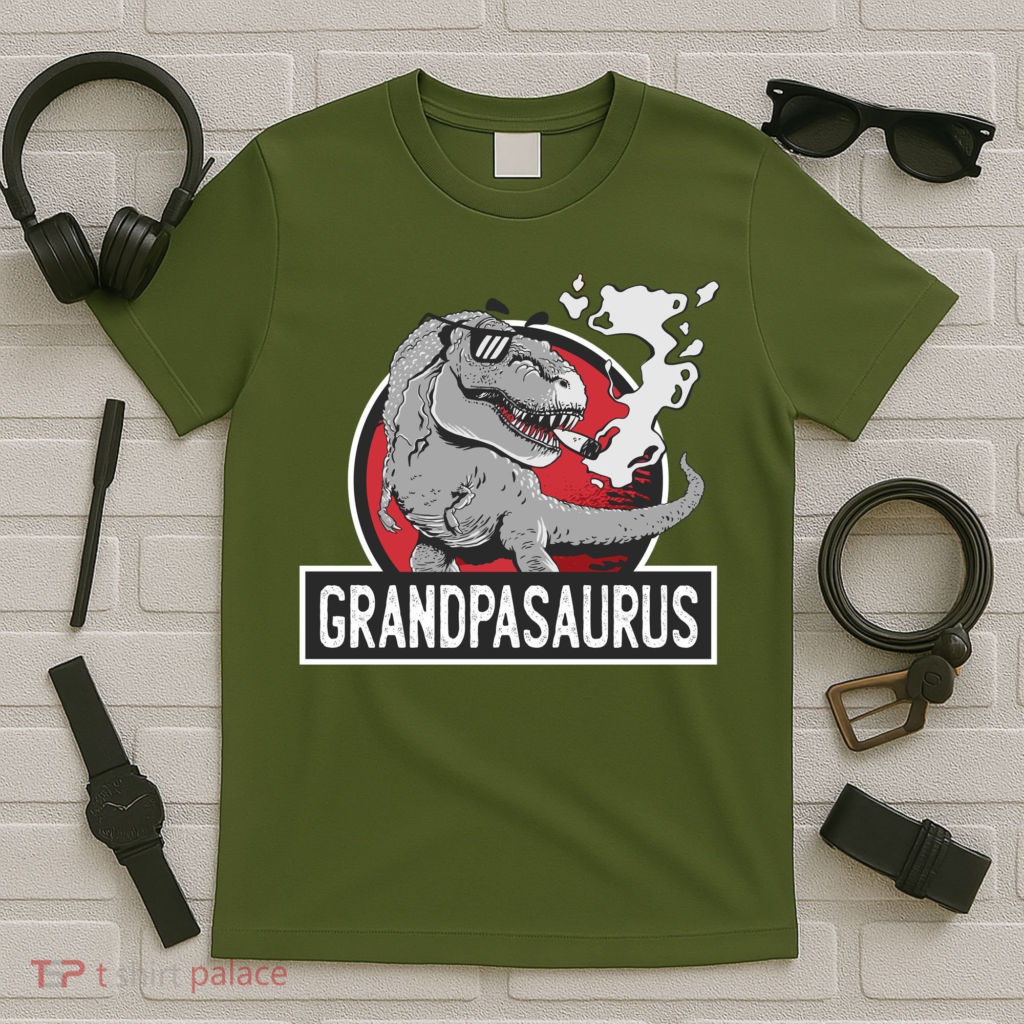 Grandpasaurus Smoking Grandpa Trex Funny T-Shirt