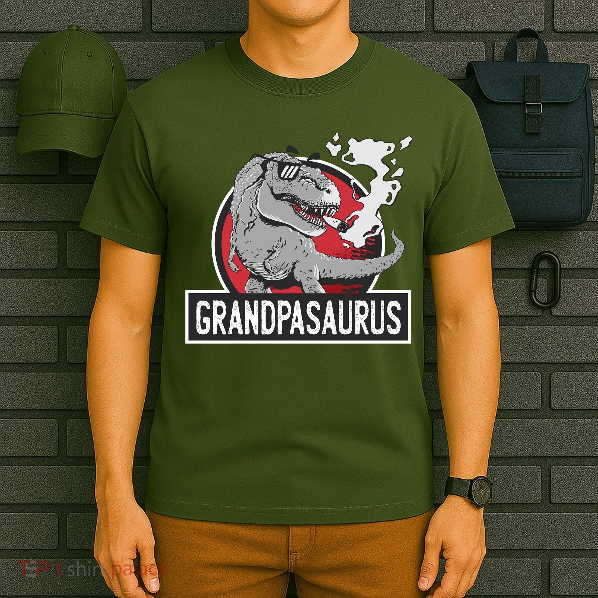 Grandpasaurus Smoking Grandpa Trex Funny T-Shirt