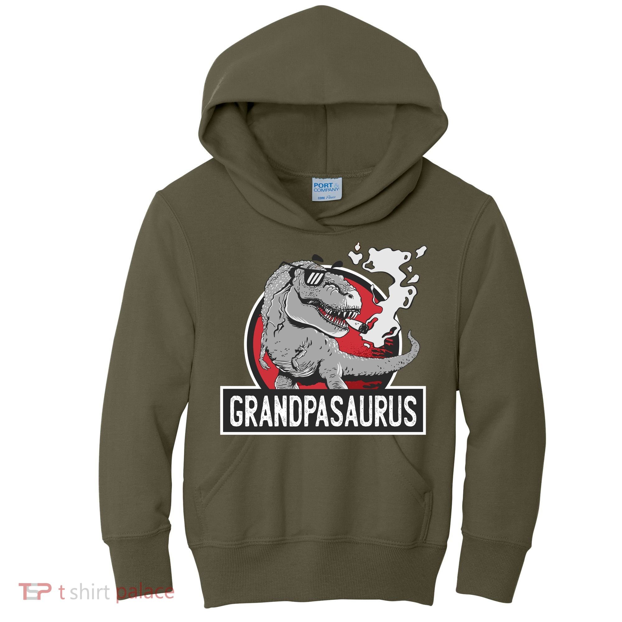 Grandpasaurus Smoking Grandpa Trex Funny Kids Hoodie