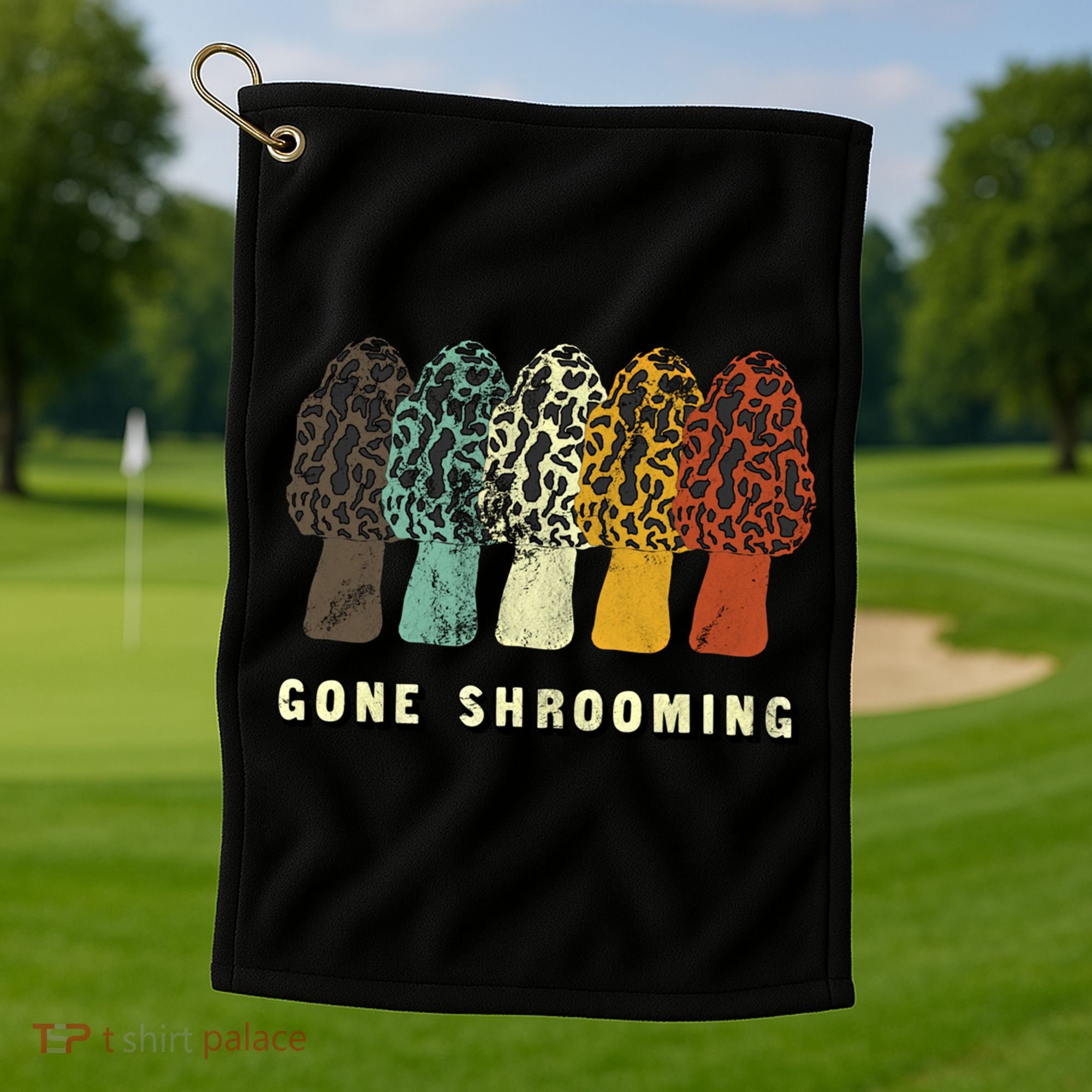 Gone Shrooming Gift Fun Mushroom Hunters Gift Golf Towel