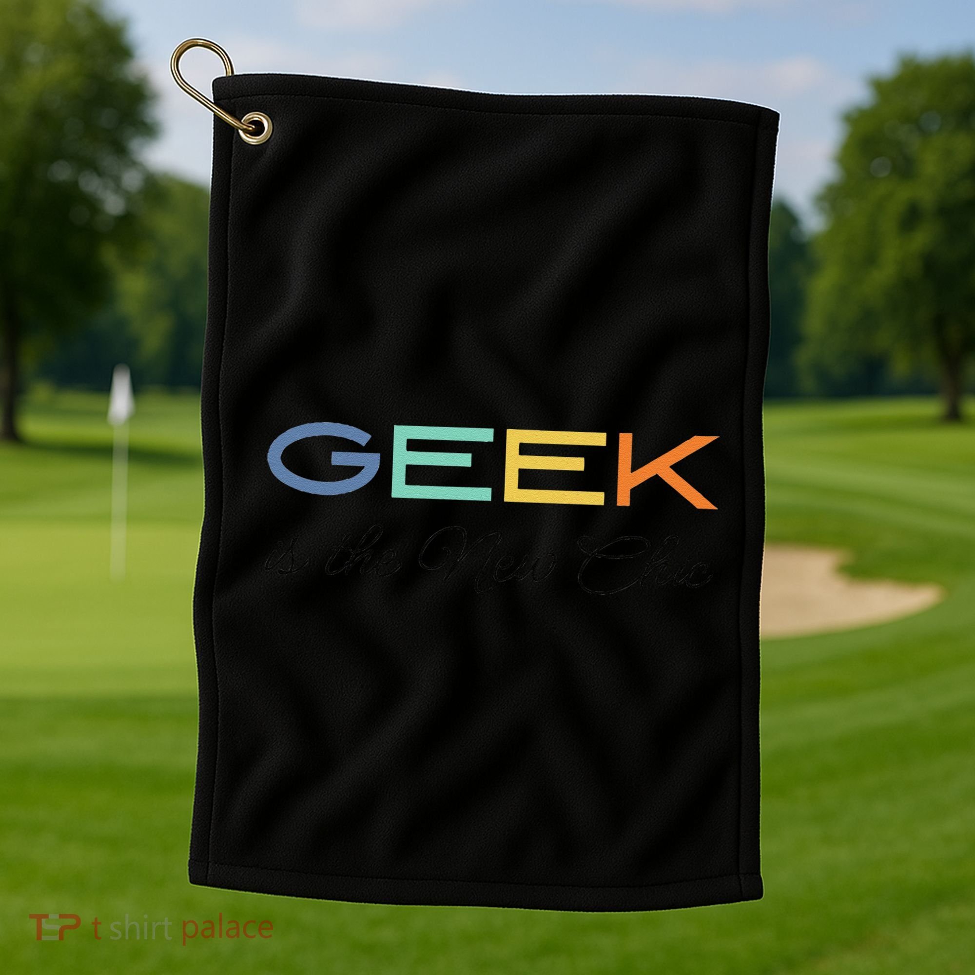 Geek Science Geek Is Chic It Nerd Funny Tech Geeky Stem Golf Towel