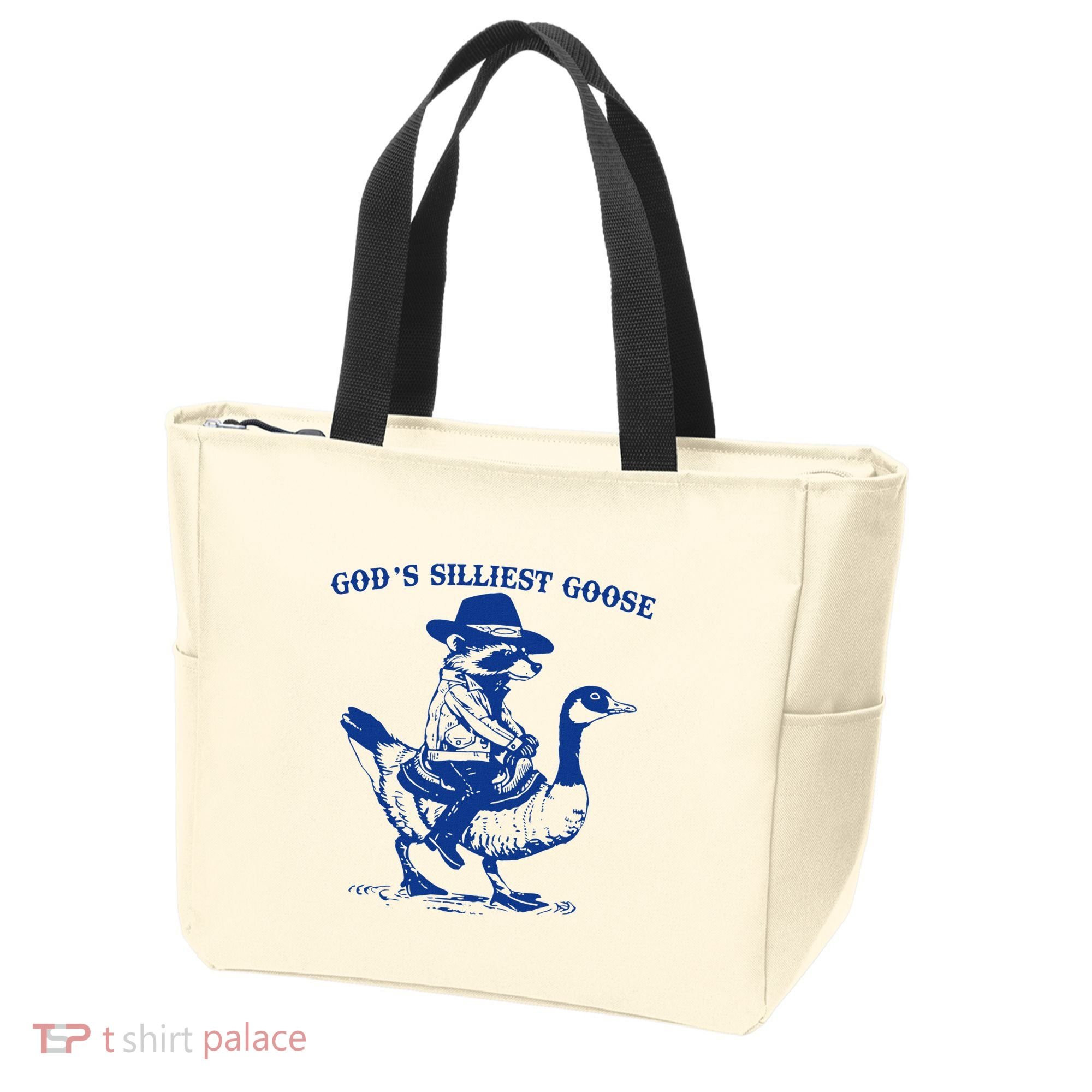 GodS Silliest Goose Funny Racoon & Goose Lovers Tote Bag