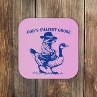 GodS Silliest Goose Funny Racoon & Goose Lovers Coaster thumb 0
