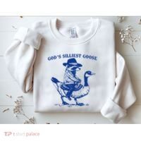 GodS Silliest Goose Funny Racoon & Goose Lovers Sweatshirt thumb 2