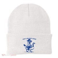 GodS Silliest Goose Funny Racoon & Goose Lovers Beanie thumb 0