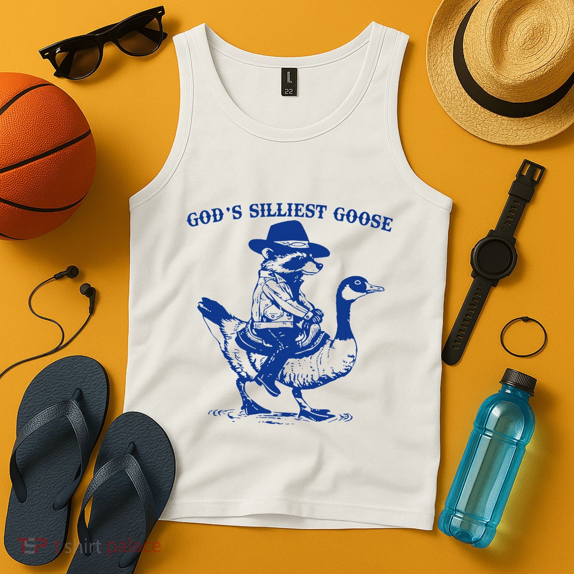 GodS Silliest Goose Funny Racoon & Goose Lovers Tank Top