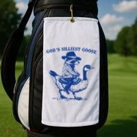 GodS Silliest Goose Funny Racoon & Goose Lovers Golf Towel thumb 2