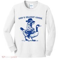 GodS Silliest Goose Funny Racoon & Goose Lovers Kids Long Sleeve Shirt thumb 0