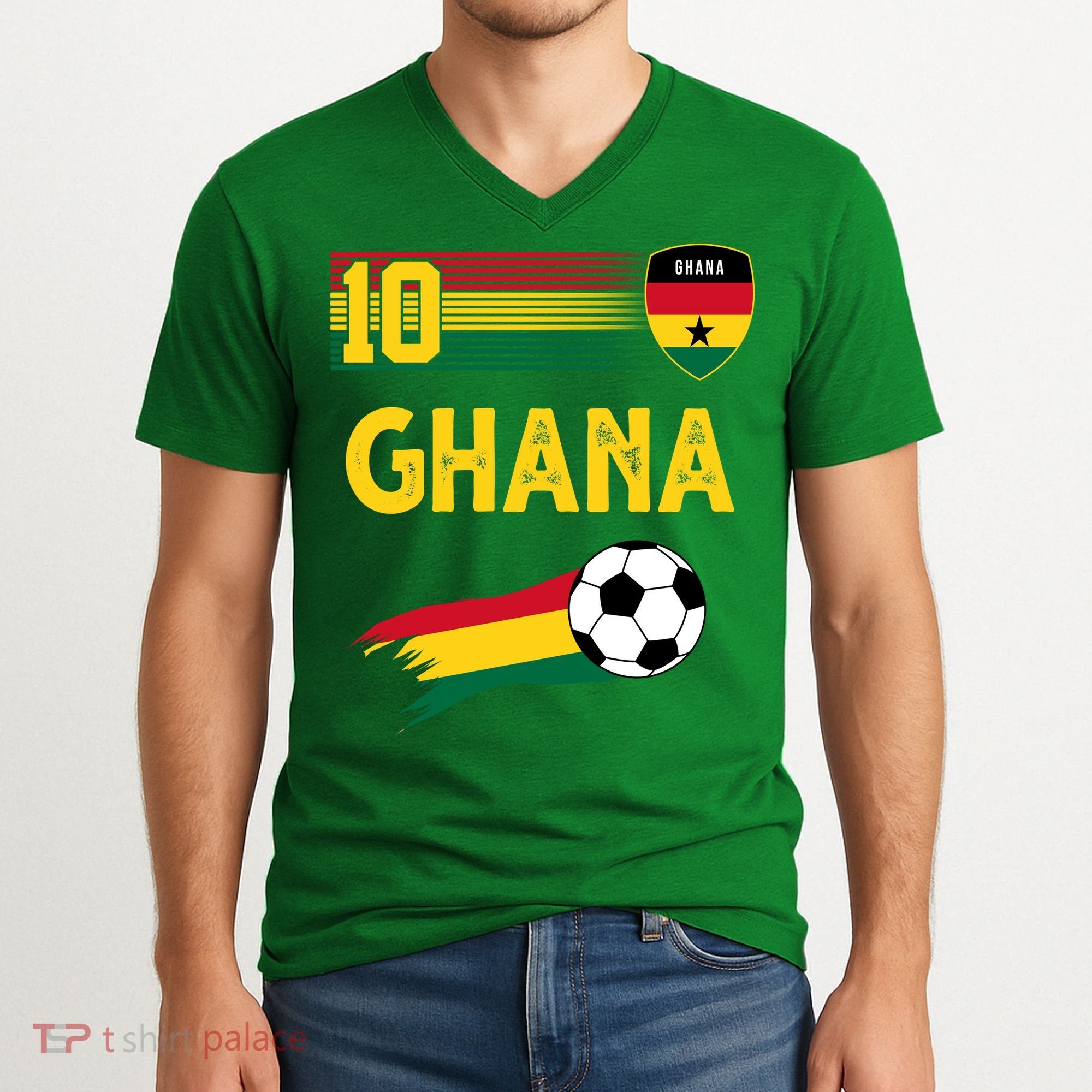 Ghana Soccer Ghanain Football Retro 10 V-Neck T-Shirt