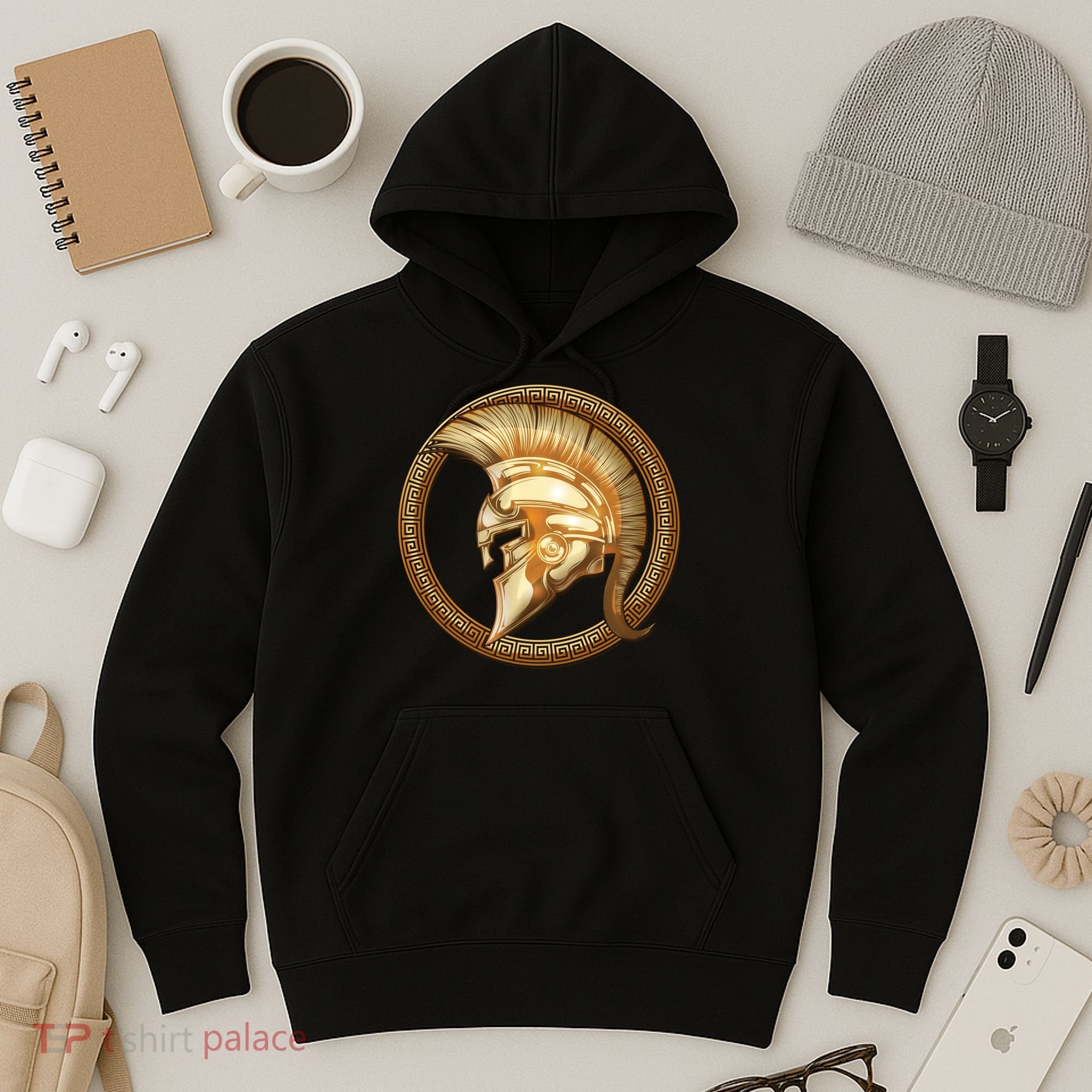 Golden Spartan Gladiator Warrior Helmet Hoodie