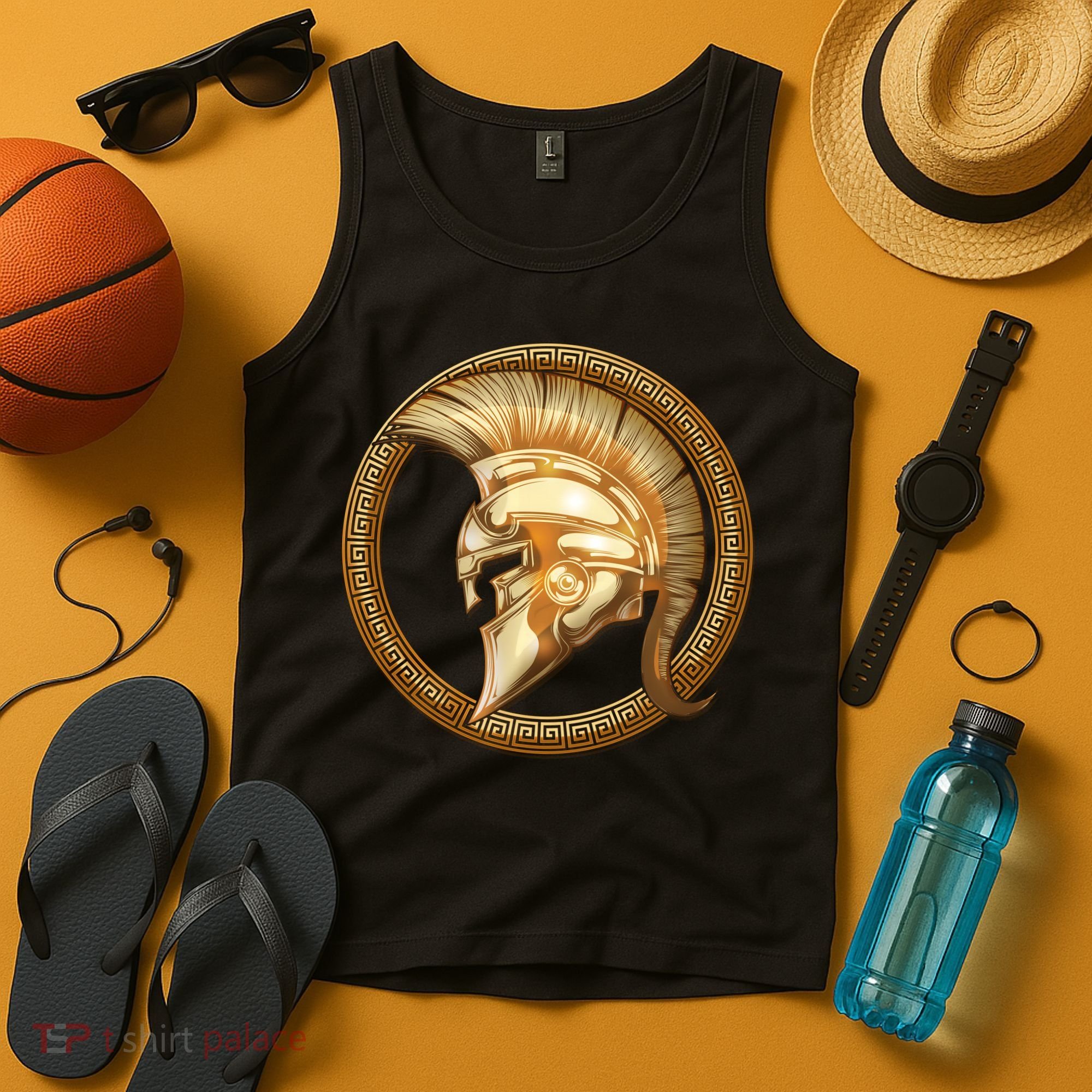 Golden Spartan Gladiator Warrior Helmet Tank Top