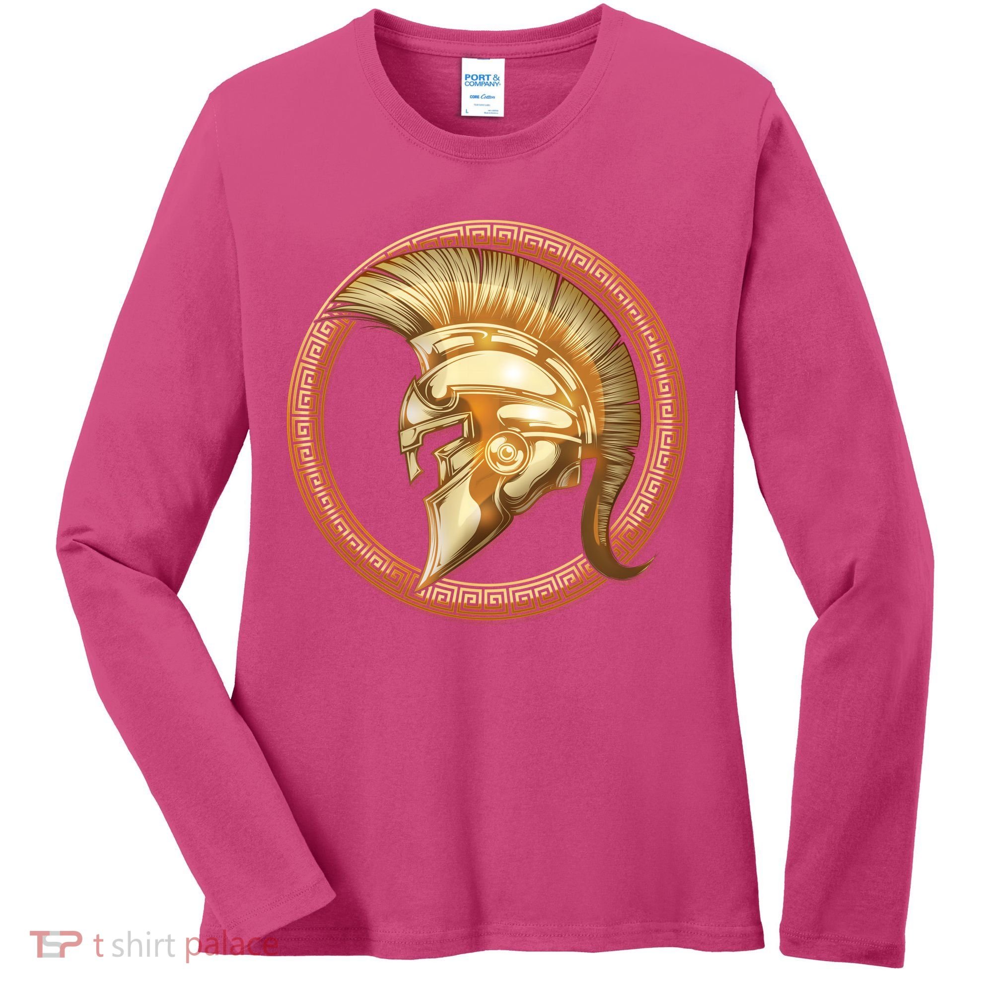 Golden Spartan Gladiator Warrior Helmet Women's Long Sleeve Shirt