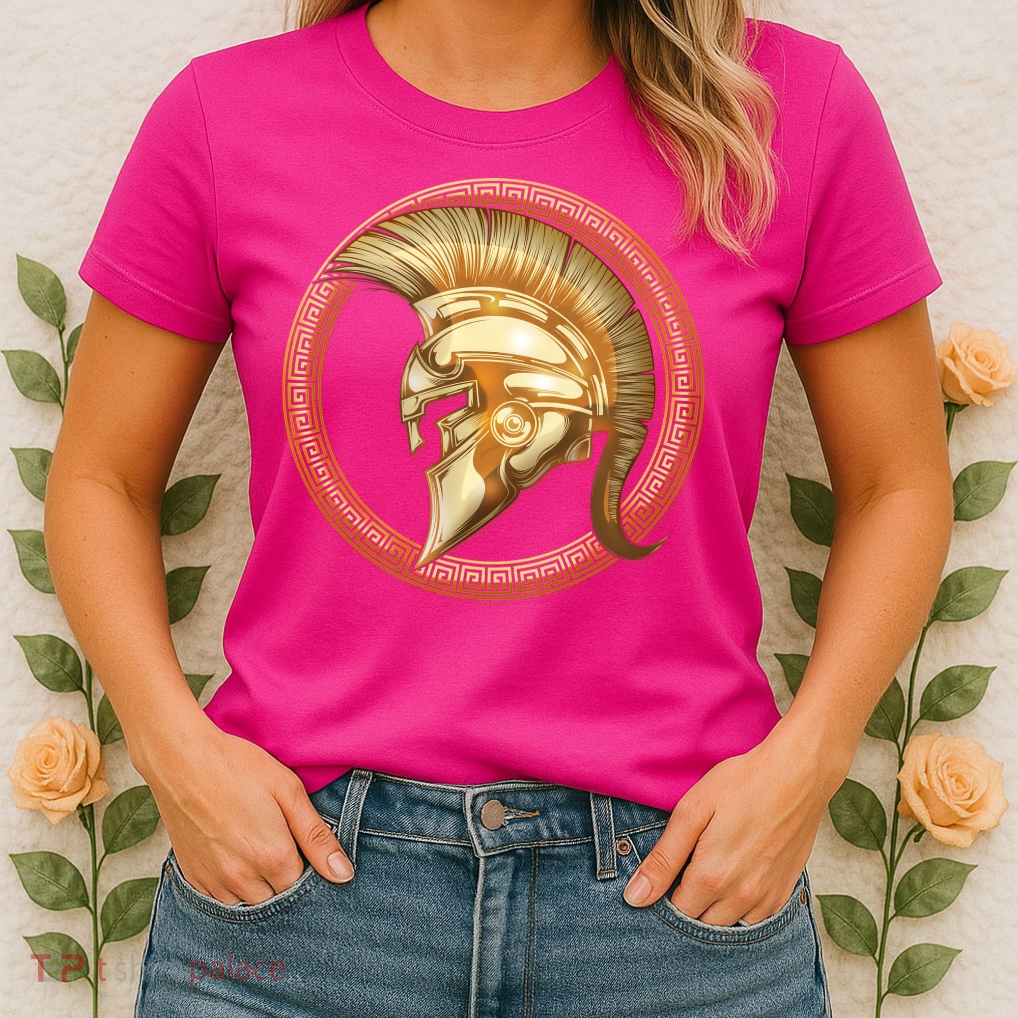 Golden Spartan Gladiator Warrior Helmet Women's T-Shirt