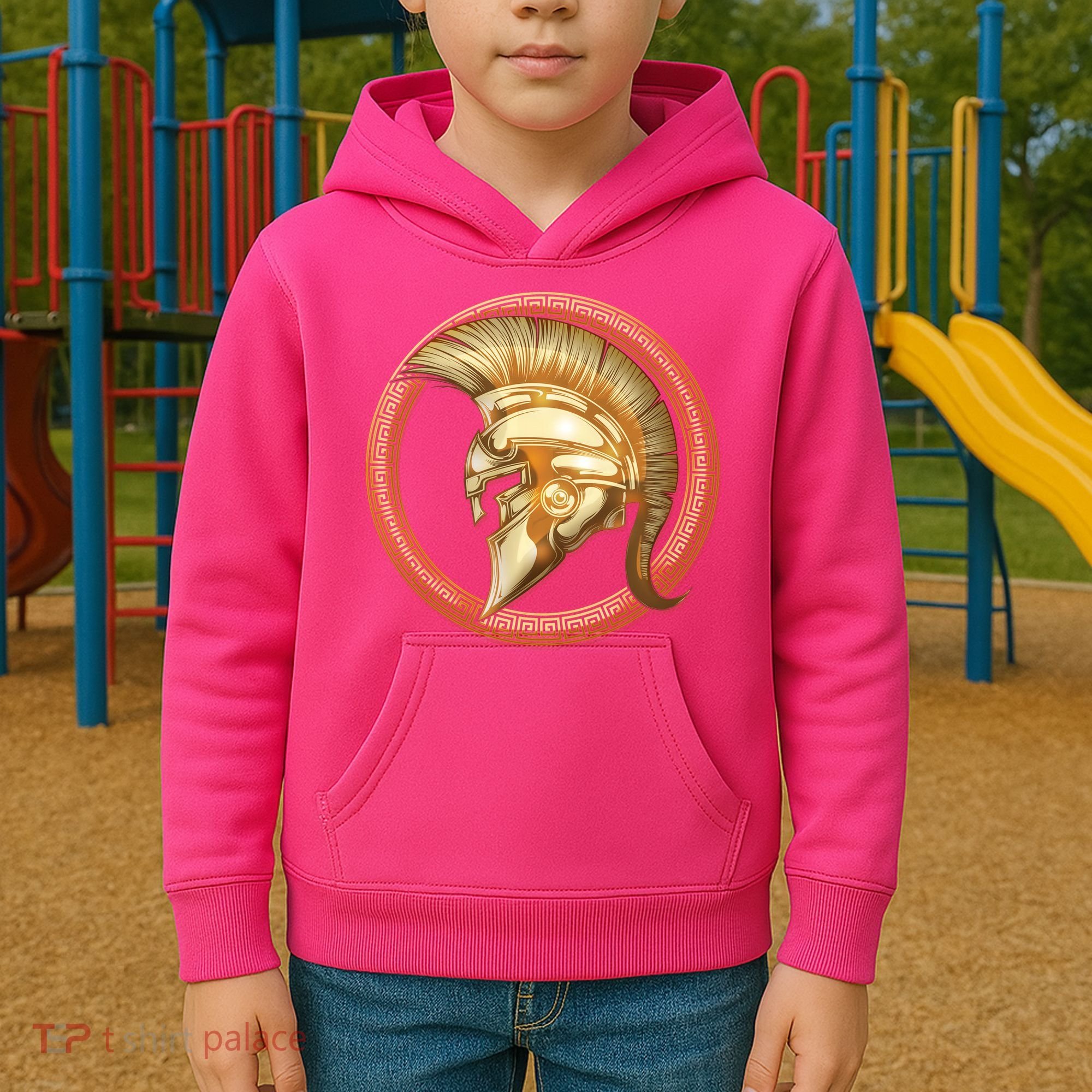 Golden Spartan Gladiator Warrior Helmet Kids Hoodie