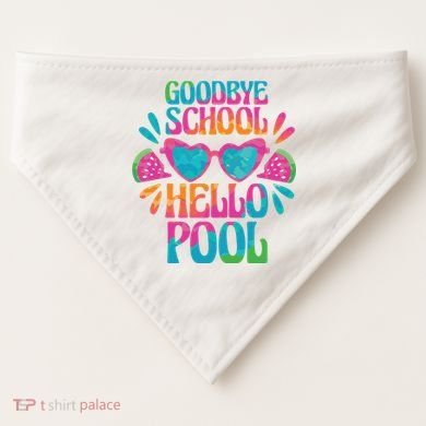 Goodbye School Hello Pool Summer USA-Made Doggie Bandana
