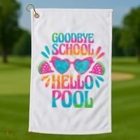 Goodbye School Hello Pool Summer Golf Towel thumb 1
