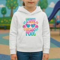 Goodbye School Hello Pool Summer Kids Hoodie thumb 3