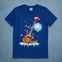 Guitar Santa Hat Christmas Tree Funny Music Loves Xmas Gift T-Shirt thumb 5