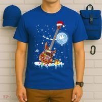 Guitar Santa Hat Christmas Tree Funny Music Loves Xmas Gift T-Shirt thumb 6