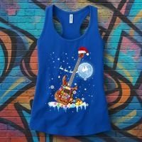 Guitar Santa Hat Christmas Tree Funny Music Loves Xmas Gift Women's Tank Top thumb 3