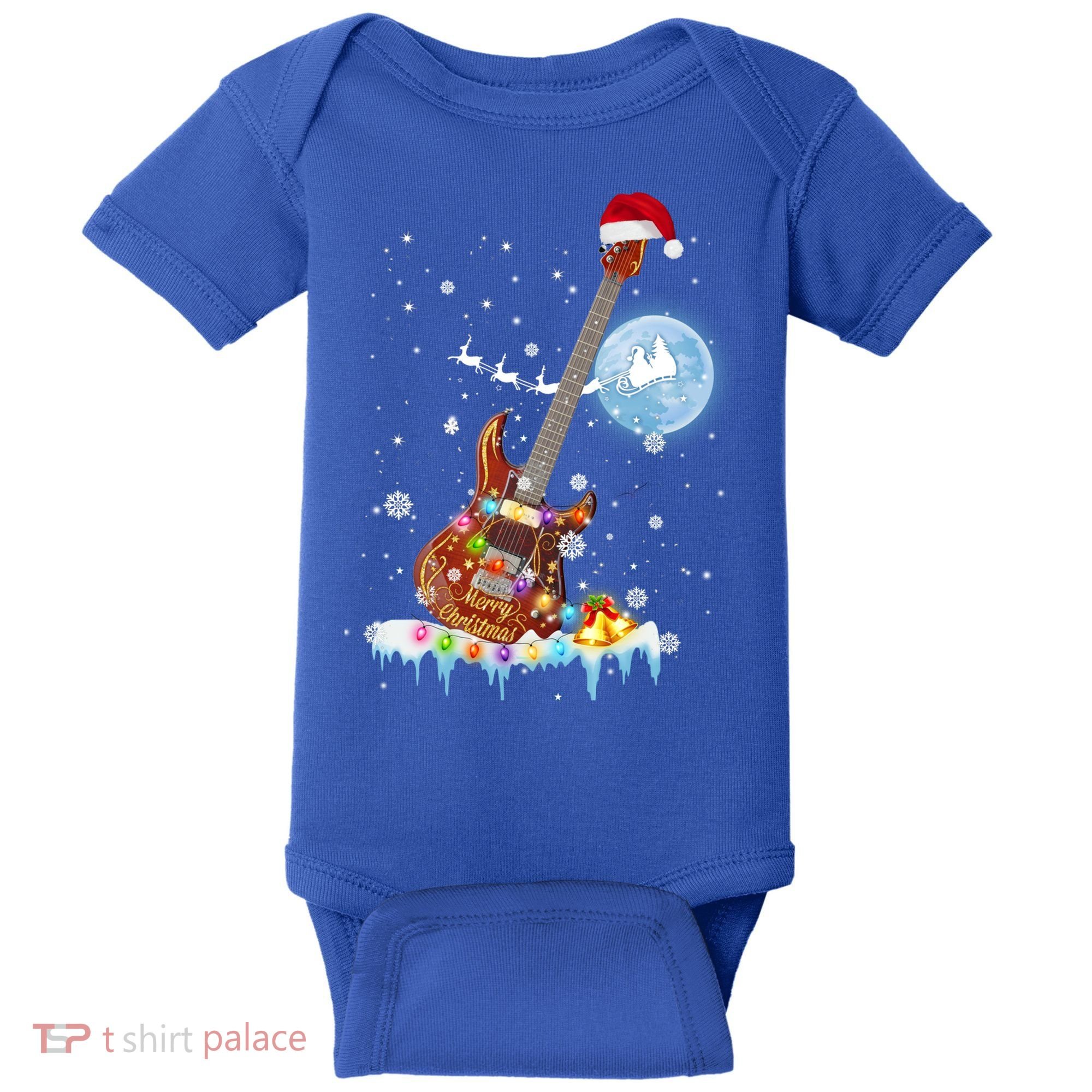 Guitar Santa Hat Christmas Tree Funny Music Loves Xmas Gift Baby Bodysuit