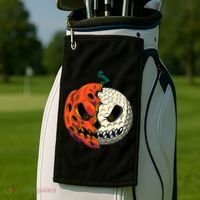 Golfing Skeleton Halloween Golf Halloween Golfer Golf Towel thumb 2