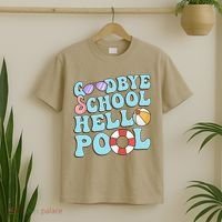 Goodbye School Hello Pool Summer Break Last Day of School T-Shirt thumb 2