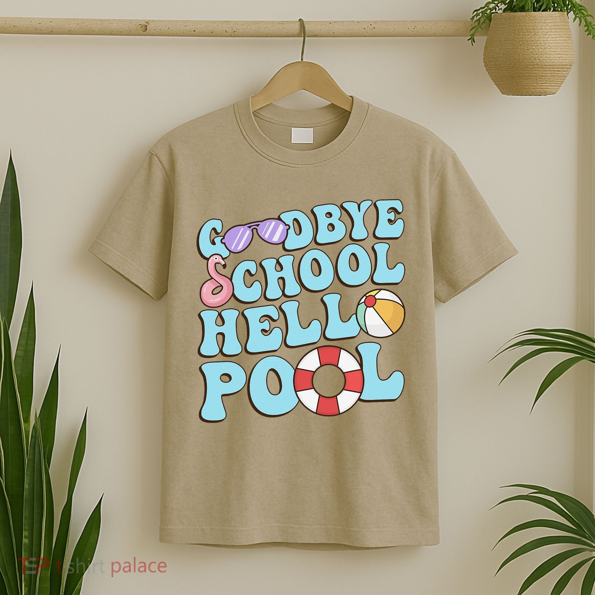 Goodbye School Hello Pool Summer Break Last Day of School T-Shirt