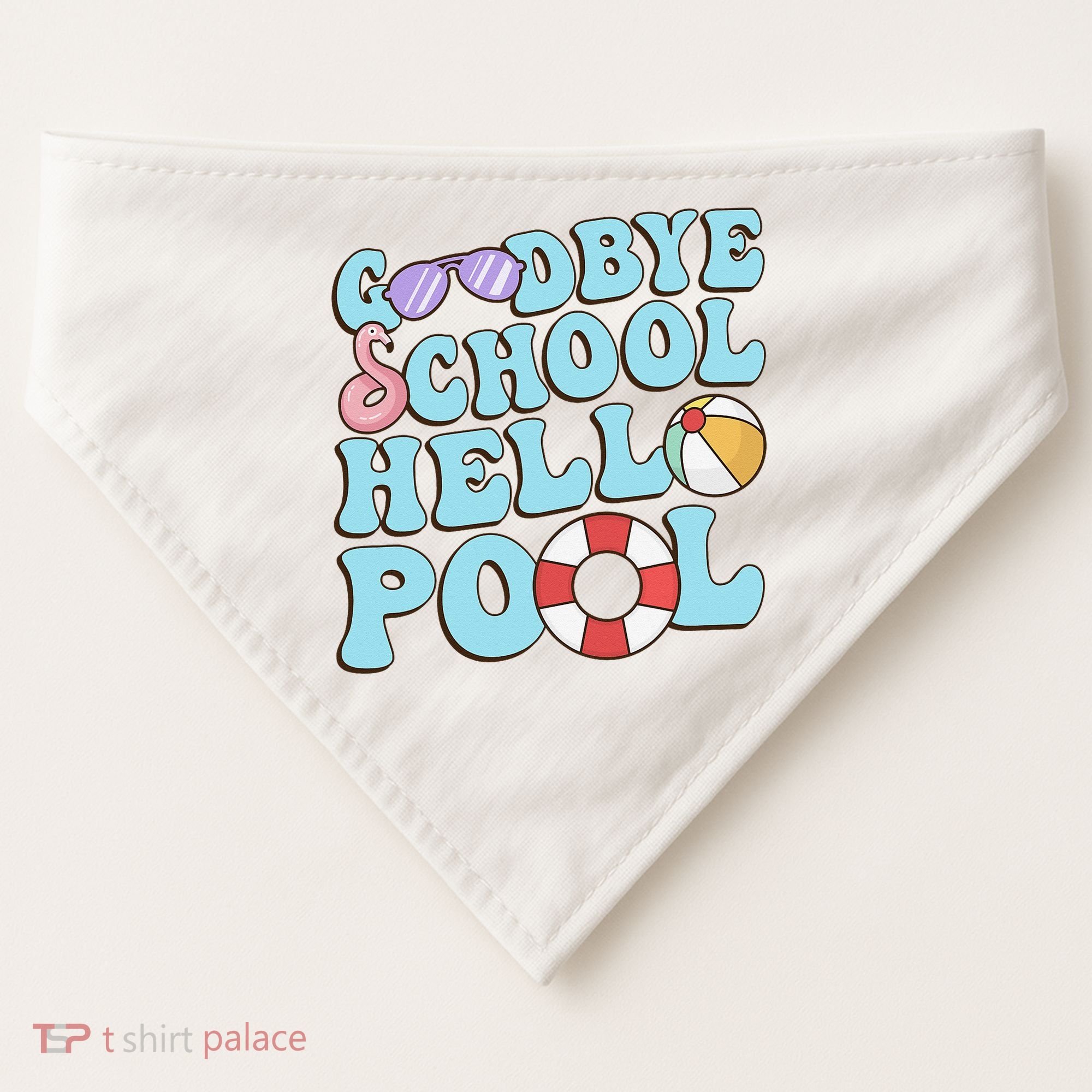 Goodbye School Hello Pool Summer Break Last Day of School USA-Made Doggie Bandana