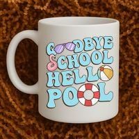 Goodbye School Hello Pool Summer Break Last Day of School Coffee Mug thumb 2
