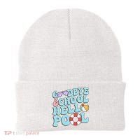 Goodbye School Hello Pool Summer Break Last Day of School Beanie thumb 0