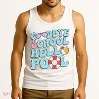 Goodbye School Hello Pool Summer Break Last Day of School Tank Top thumb 3