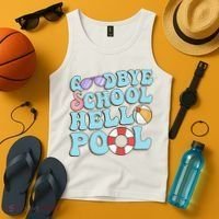 Goodbye School Hello Pool Summer Break Last Day of School Tank Top thumb 4