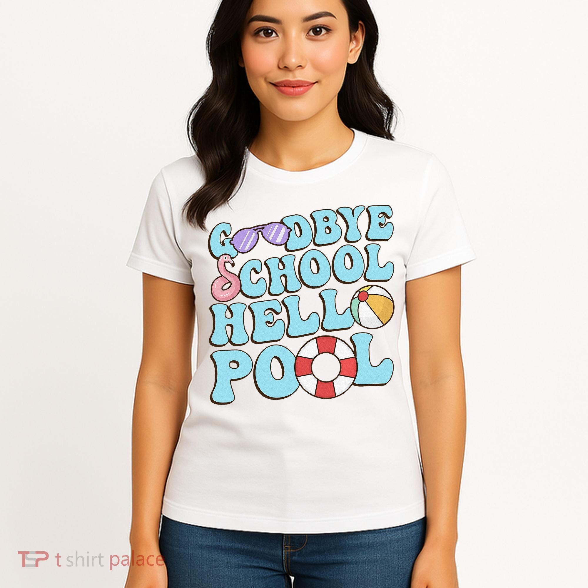 Goodbye School Hello Pool Summer Break Last Day of School Women's T-Shirt
