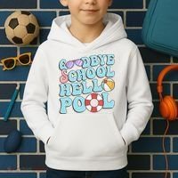 Goodbye School Hello Pool Summer Break Last Day of School Kids Hoodie thumb 2