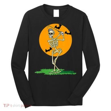 Golfing Skeleton Halloween Golf Halloween Golfer Long Sleeve Shirt