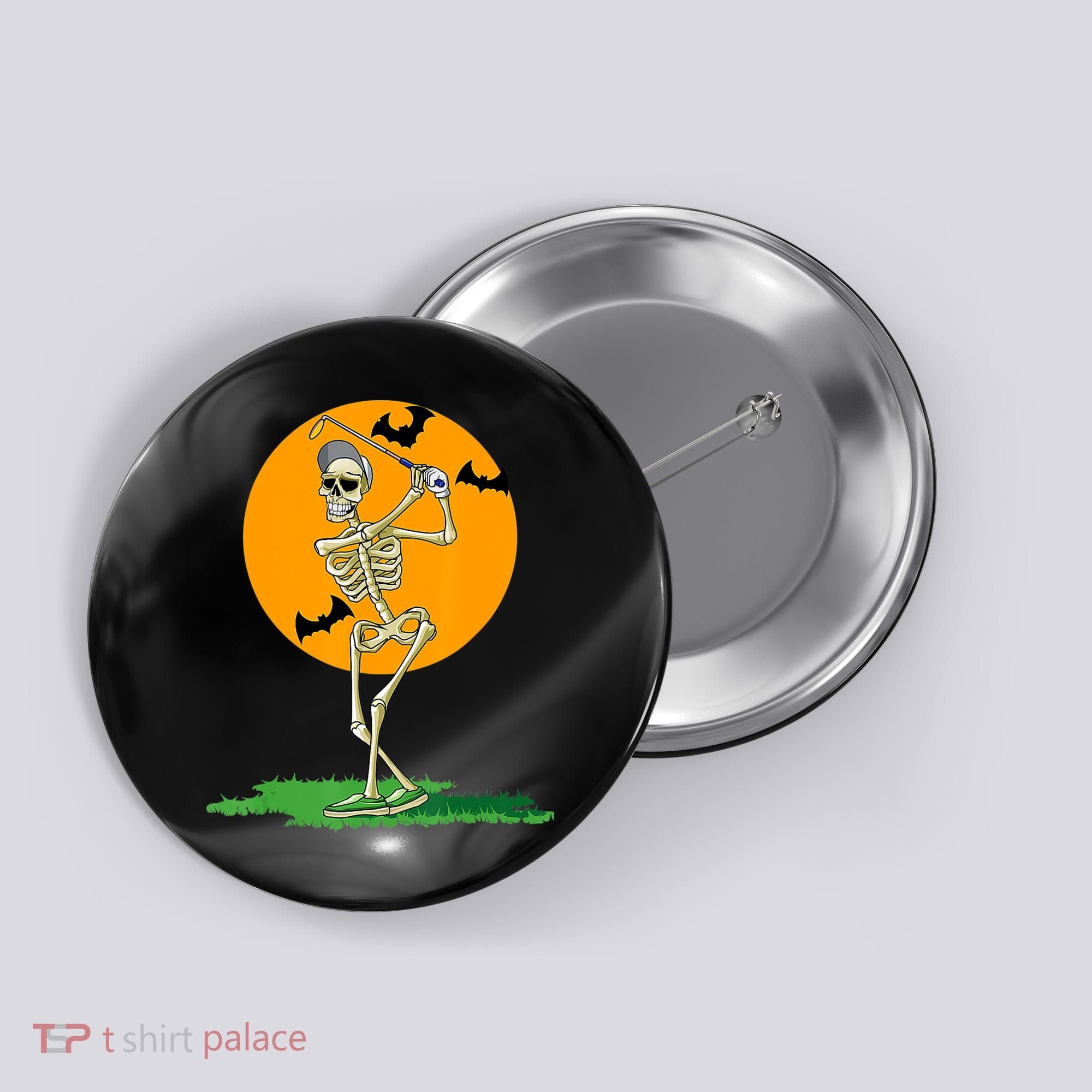Golfing Skeleton Halloween Golf Halloween Golfer Button