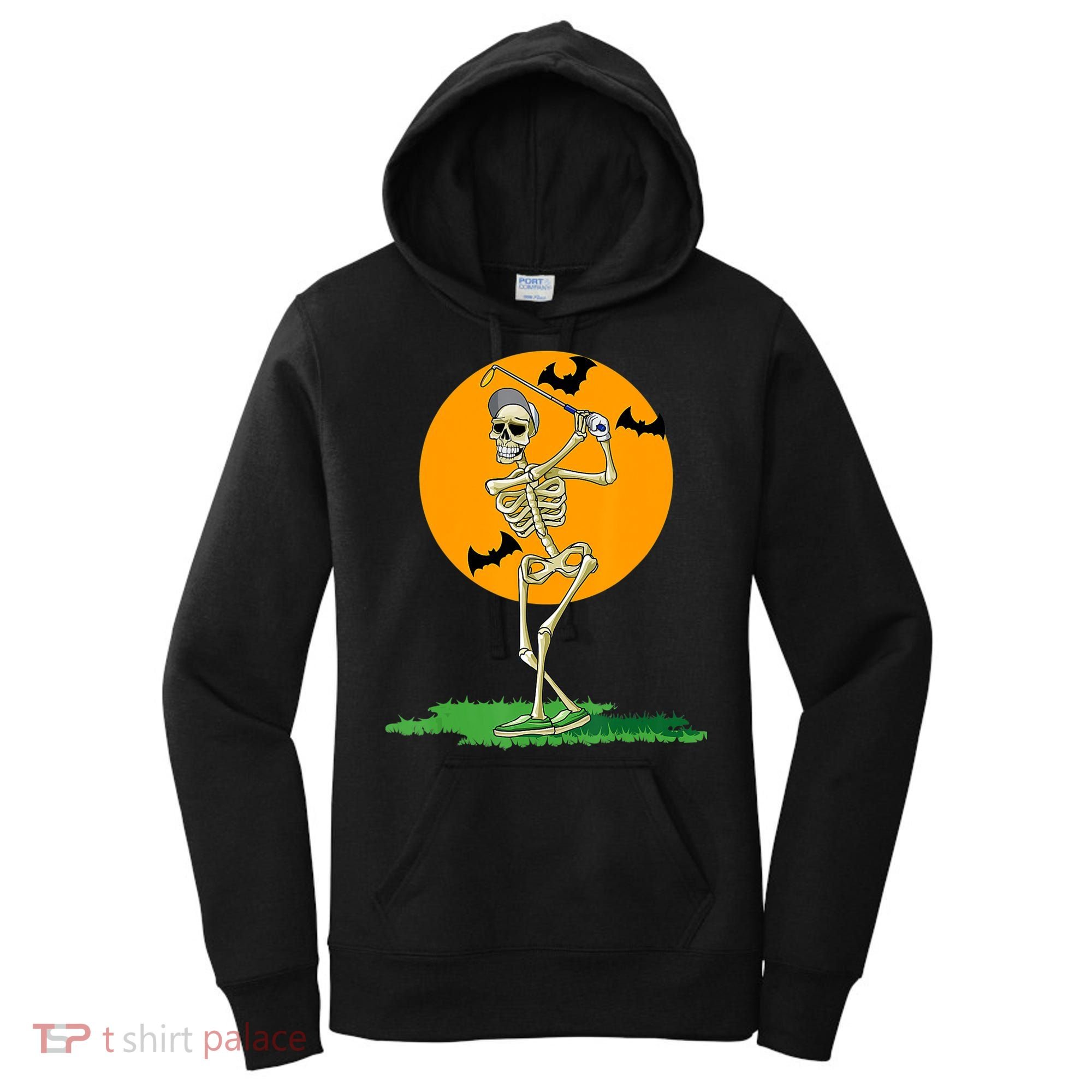 Golfing Skeleton Halloween Golf Halloween Golfer Women's Hoodie
