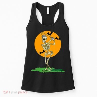 Golfing Skeleton Halloween Golf Halloween Golfer Women's Tank Top