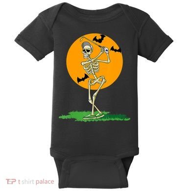 Golfing Skeleton Halloween Golf Halloween Golfer Baby Bodysuit