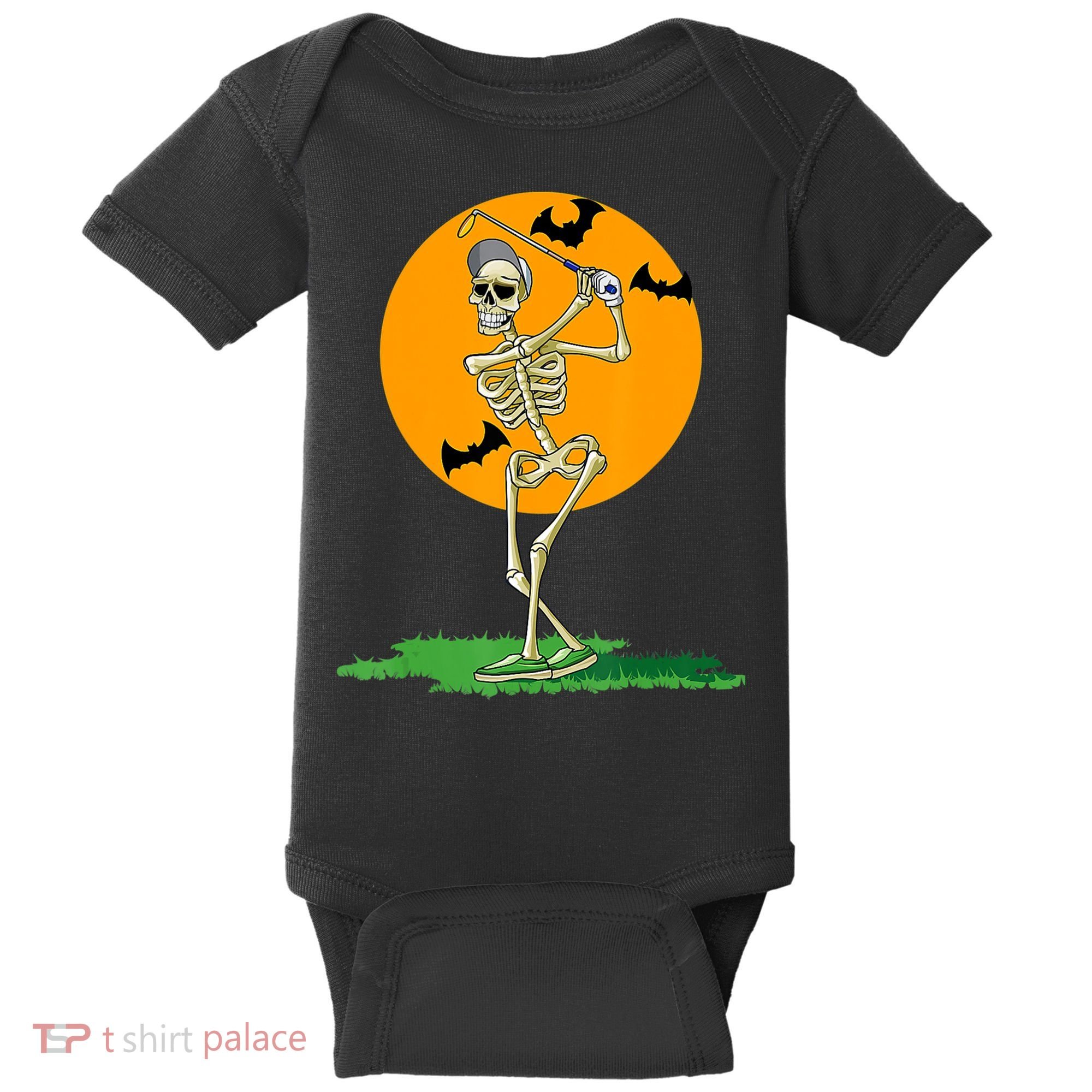 Golfing Skeleton Halloween Golf Halloween Golfer Baby Bodysuit